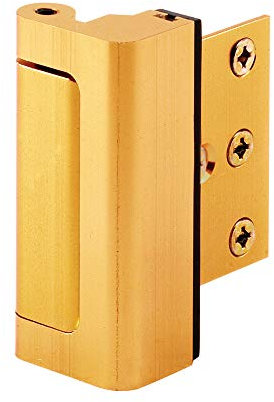 Prime-Line Defender U 10826 Serrure de renfort de porte anodisée dorée – Ajoutez une sécurité supplémentaire à votre maison et empêchez les entrées non autorisées – Arrêt de 7,6 cm, finition en