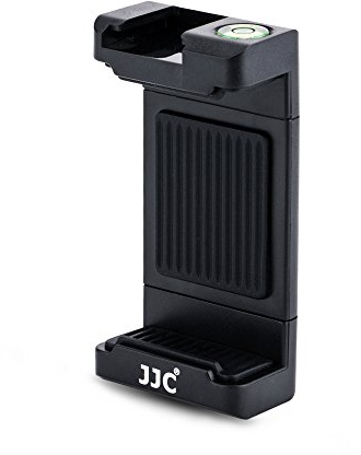 JJC Universale Treppiede Supporto con 56–95mm Morsetto Regolabile, Cold Shoe Mount & Livella per iPhone, Samsung, Huawei, MI Telefoni Intelligenti su 1/4”–20 Treppiede, Monopiede, Selfie Stick