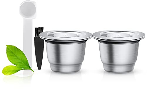 Wiederbefüllbare Nespresso Kaffeekapsel aus Edelstahl zum Nachfüllen - Wiederverwendbare Refill-Kapsel kapseln für Nespresso-Maschinen Espresso 2 Kapseln+2 Ersatz-O-Ringen aus Silikon