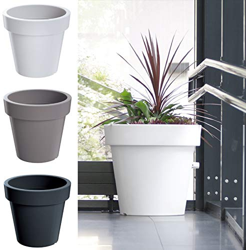 Blumentopf Blumenkübel Rund Pflanzkübel Pflanztopf Übertopf Lofly Größen & Farben wählbar (350 Grau)