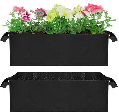 YARNOW 2Pcs Garden Grow Bags, Non-Woven Fabric Planters for Vegetables, Flowers, and Fruits, Black (60 x 30 x 20 cm)