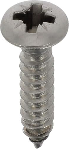 Vis à Tôle Tête Inox A4 Fraisée Bombée Pozidrive, 3.9mm x 19mm, DIN 7983, Lot de 20, Zinc Blanc
