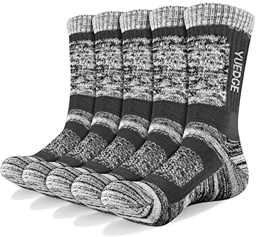 YUEDGE 5 paiacalzini da uomo Calze vi sporti da equipaggio con cuscino performance completo per attività ricreative all'aperto Trekking Arrampicata Campeggio Escursionismo