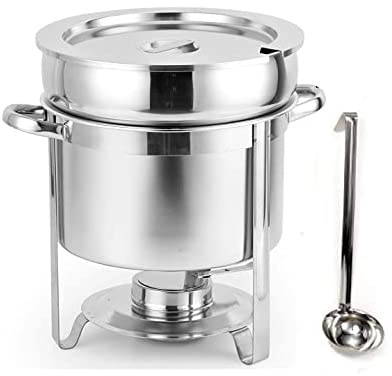 WSHA Suppen Chafing Dish, Edelstahl 11 L Marmite Chafer Suppenwärmer mit 35cm Löffel für Chili und Gumbo