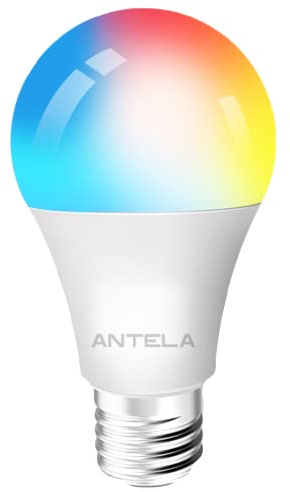 ANTELA Lampadina WiFi Intelligente E27, LED Smart 9W Multicolore Dimmerabile Lampadina Alexa, RGB & 2700K-6500K Bianco Freddo Caldo, Compatibile con Alexa/Google Home, 1 Pezzi
