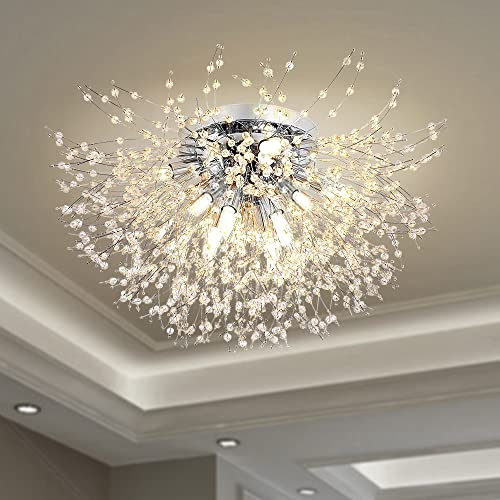 luci da lampadario plafoniera fuochi d’artificio, candeliere moderno in vetro cristallo, 8 luci (lampadine G9 LED incluse), 56 strisce di vetro 3 diversi colori temperature (3000K,4000K,6000K)