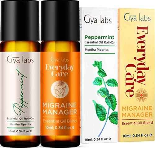 Gya Labs Pfefferminzöl & Migräne Manager Roll On (10 ml) – Frischer, minziger und beruhigender Duft