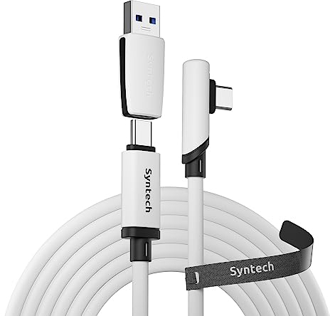 Syntech 5m Link Kabel kompatibel mit Oculus/Meta Quest 3/Quest 3S/Quest2/Pro/Pico 4 Zubehör and PC/SteamVR, USB-C-Kabel mit USB-3.0-Adapter für VR-Headset, 5 Gbit/s Datenübertragung