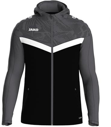 JAKO Iconic Kapuzenjacke - Zipper Hoodie Herren, Bequeme Sweatjacke mit Keep Dry Funktion aus 100% recyceltem Polyester