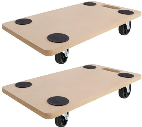 JOIEYOU Transportroller 2 x rullbräda av MDF, möbelskoter, transportstöd upp till 200 kg lastkapacitet – 580 x 290 x 108 mm