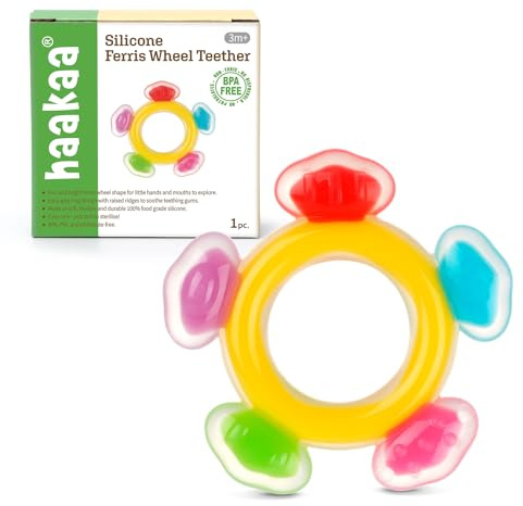 Haakaa Silicone Ferris Wheel Teether - Freezer Teething Toy for Babies 3-6 Months - Safe Soothing Cold Relief - BPA Free Silicone -1 Pack