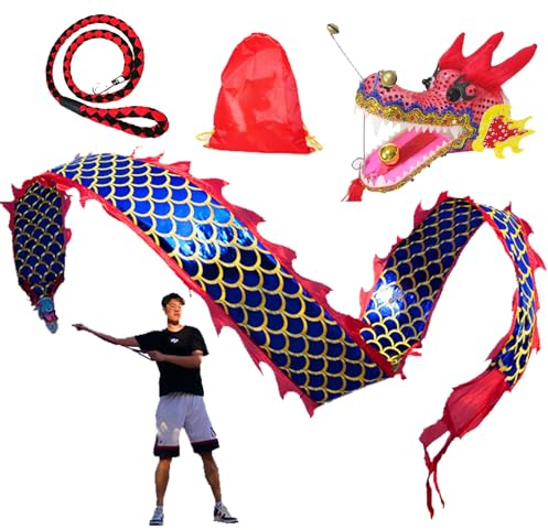 Jongliertücher Drachen-Poi-Band mit Kopf und Schuppen, Spinnendes Langes Band für Die Parade, Jonglierstütze für Erwachsene im Freien, Schaukelseil-Drachen-Streamer ( Color : Blue , Size : 6m (20ft) )