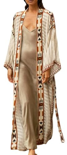 Jarseila Copricostume Donna Mare Kimono Cardigan Lungo Kaftan Vestiti da Spiaggia Casual Caftano Maxi Tunica Copricostumi da Bagno