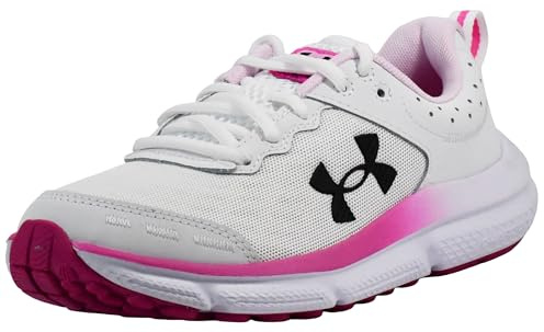 Under Armour Women's UA W Charged Assert 10 D Shoes, White/Rebel Pink/Black, 9 W