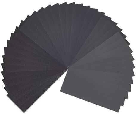 36 Piezas Papel de Lija de Carburo de Silicio, 23 x 9 cm Papel Abrasivo Uso en Seco y Húmedo 120 a 2000, Hojas de Papel Abrasivo Profesional para Lijado de Automóviles Muebles Madera