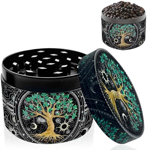 Grinder di Spezie Erbe, Macinaspezie Macinapepe Metallo Portatile con Setaccio per Polline, Coperchio Magnetico e Raschietto per Polline, realizzato in Lega di zinco - 50mm