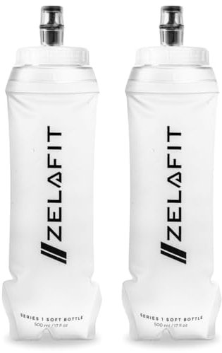 ZelaFit® 2 x Running Water Bottle 500ml - Collapsible Water Bottle, Perfect Running Accessories - Hydration Vest Compatible Leakproof Soft Flask - Easy-Fill and Lightweight