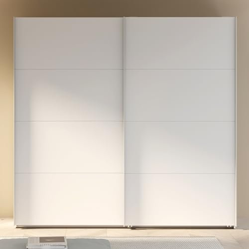 Forte SOPHISTISPACE Kleiderschrank 220, 2-türiger Schwebetürenschrank mit Einlegeböden und Kleiderstange, Weiß, 220,1 cm breit, 210,5 cm hoch, 62,9 cm tief
