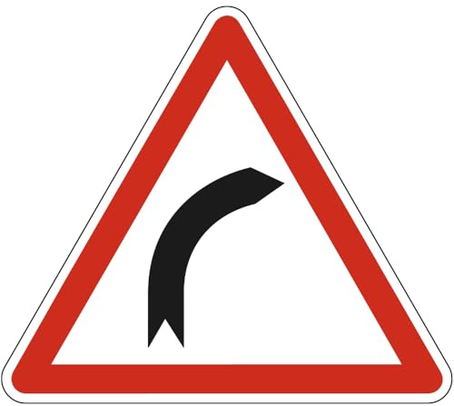 Signalétique.biz France - Panneau Danger Virage à droite A1a 70 cm (700 mm) Signalisation Triangulaire Ecolign Panneau Sécurité Routière
