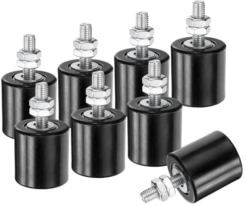 sourcing map Lot de 8 rouleaux de guidage pour portail coulissant, 4,3 cm en nylon pour porte coulissante, support de portail, guide universel à roulement à billes scellé, noir