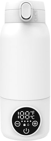 Cozytots Calentador de leche portátil para viajes, modos de calentamiento duales para leche materna y agua, calentador de botellas portátil con calentamiento rápido y batería de larga duración, termo