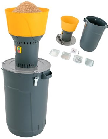 ROGONPDK Grinder elettrico da 60 l, 1300 W, macinino per cereali, 5 rettifica per colonna, per grano professionale, con contenitore e setaccio