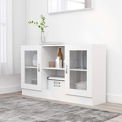 Tomostar Buffet Cuisine, Buffet Bas Meuble de Rangement Salon Armoire à vitrine Blanc 120x30,5x70 cm Bois d'ingénierie
