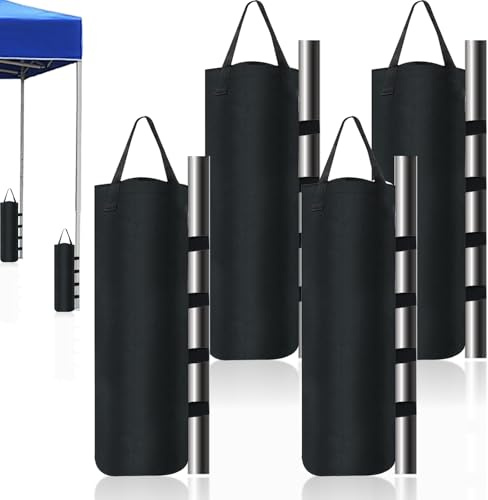 4 Pièces Sac de Sable, Sacs de Sable Oxford 800D, Poids de Jambes pour Pied de Tonnelle pour Auvent, Tente, Lestage Tonnelle, Abris Extérieurs(50 * 20cm-Noir)