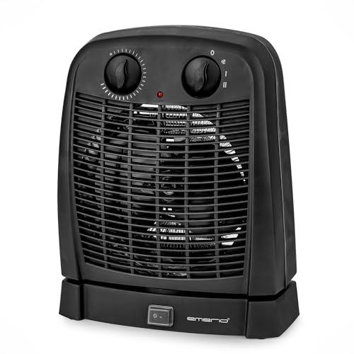 EMERIO Radiateur soufflant, pour pièces jusqu'à 20 m², 2000 W, IP21, 2 niveaux de chauffage, thermostat réglable, oscillant, fonction ventilateur, protection anti-basculement, FH-111910.2