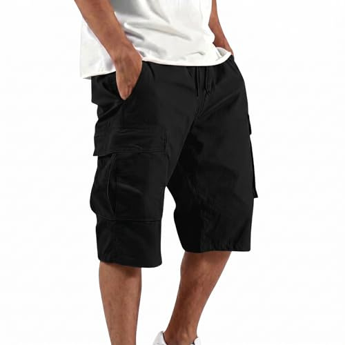 Youkly Short Cargo Homme, Pantalon Cargo Court Homme Été, Short Cargo Extensible, Short de Travail Multi-Poches