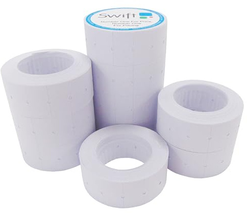 Swift 22 x 12 mm Price Gun Labels CT1 White 10 Rolls 5,000 Stickers Pricemarking Tags Fits Many Pricing Labellers, Compatible Replacement Refill for Retail Shop and Tagging Easy Loading Permanent