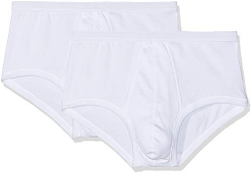 Eminence - Lot de 2 Slips Homme Taille Haute Ouvert - 100% Coton Peigné - Label Oeko-TEX® - Maintien Supérieur, Grand Confort, Hypoallergénique - Blanc, M
