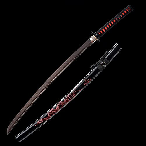 KPTKP Natürliches Palisander-Katana, handgefertigtes Holz-Samurai-Schwert mit Scheide, 103 cm Bokken für Display, Cosplay-Kollektion und Kendo-Training-I