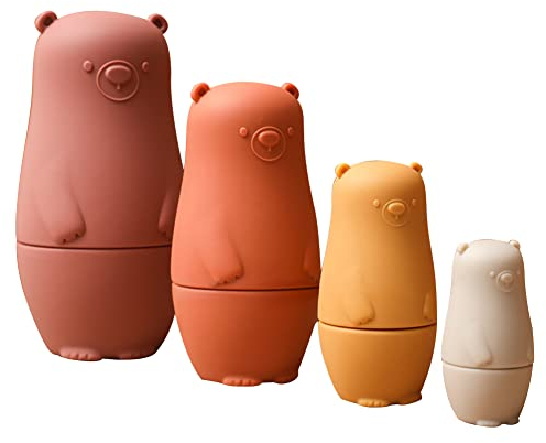 ISAKEN Matryoshka Doll Silicone Nesting Dolls, Home Nesting Dolls Stackable, Matryoshka Toy Nesting Dolls Silicone Matroschka Dolls Birthday Gift Cartoon Animals Model
