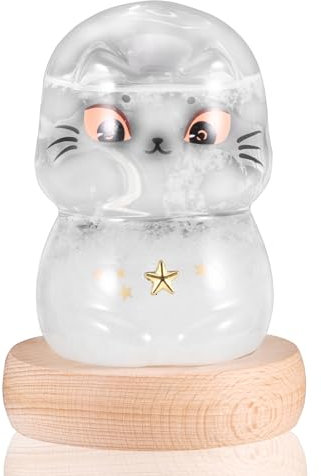 Storm Glass Weather Forecaster, Weather Station Glass Cute Cat Glass Weather Predictor Barometer Indoor Weather Forecast Bottle, Creative Desktop Decorative, Gift for Her Him in Birthday, Anniversary