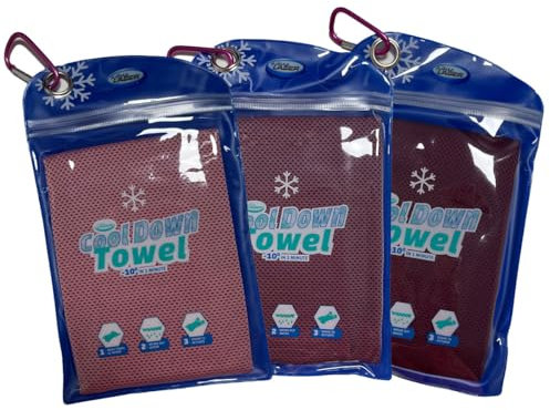 Aqua Laser Cool Down Towel - Kühlendes Handtuch 3er-Set - Kühlendes Handtuch für Sport, Wandern, Laufen, Tennis, Reisen, Fitness und Yoga - für den Hals (Rosa)