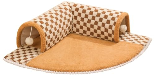 Katzentunnel-Bett, Katzentunnel-Spielzentrum Mit Rohr Und Abnehmbarem Dickem Bett Und Hängenden Kratzbällen, Spieltunnel Katzenbett Katzentunnel Große Katzen Katzensofa Katzenhöhle Cat Tunnel