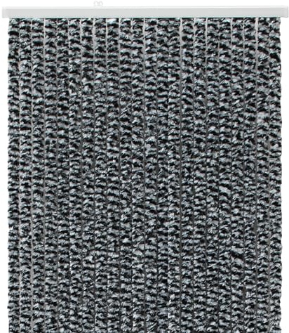 LEMODO Rideau de porte pour caravane - 90 x 200 cm - Rideau de camping comme moustiquaire pour porte - Rideau anti-insectes - Anthracite/blanc - Aspect attrayant