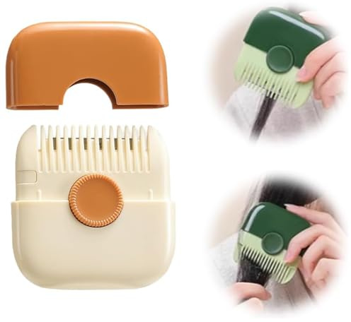2-in-3 Dual-Side Split Ends Hair Trimmer,Manual Hair Trimmer Comb for Women,Manual Bangs Cutting Tool with Dustproof Cover,Blades Replaceable & Adjustable