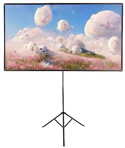 Schermo per proiettore con treppiede, 16:9 4K HD, schermo di proiezione con altezza regolabile, portatile, per home theater, film interno/esterno, 80 in