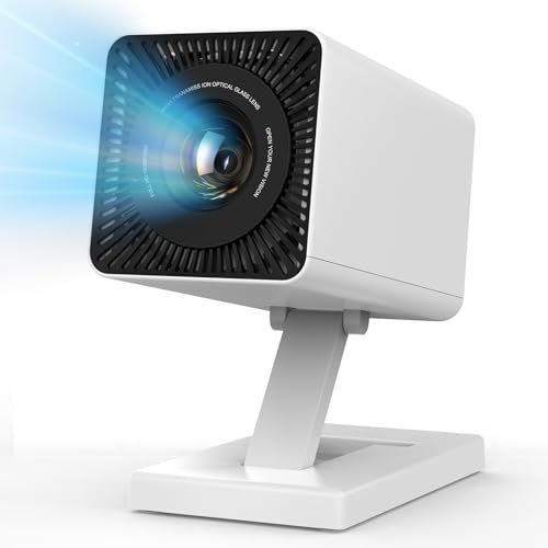 Mini Projecteur avec WiFi 6 & BT 5.0 Vidéoprojecteur Supporté Correction, Portable Projecteur pour Chambre, Maison et extérieur (Blanc)