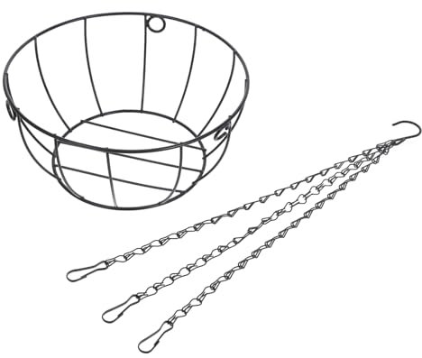 Toddmomy Portavaso Appeso in Ferro Con Catena Per Balcone e Veranda Cesto Portautensili in Filo Metallico Per Piant Interno Esterno Cesto Rotondo in Filo Metallico