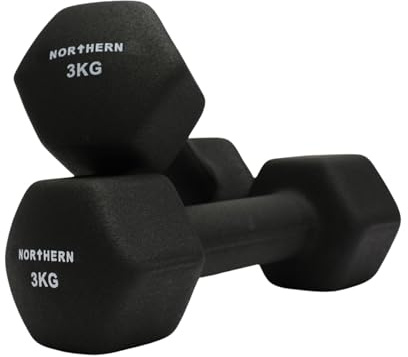 NORTHERN Neoprene Hex Dumbbell Pair for Home Gym, Anti-Roll Non-Slip Weights for Aerobic Exercise, Strength Training, Pilates, Muscle Toning, Physiotherapy & Fitness Workouts