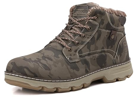 ARRIGO BELLO Botas Hombre Invierno Zapatos de Nieve Botines Cuero Cálido Trekking Boots Antideslizante Verde 41