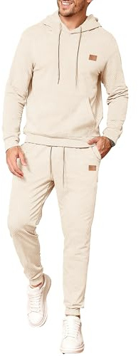 JMIERR Herren 2 Pcs Sweatsuit Outfits Hoodie Sweatpants Set | Textur Sweatshirt & Joggers, Fall Sportanzug, Elastische Manschettiert Hoodie Sweatpants