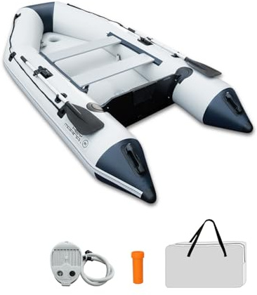 Schlauchboot Aufblasbares 3 m für 3–4 Personen – Wave, Motor geeignet, Freizeitboot, Paddelboot, Angelboot – Mit 2 Sitzbänken, Drop-Stitch-Boden, Paddel, Pumpe, Reparaturset & Tasche
