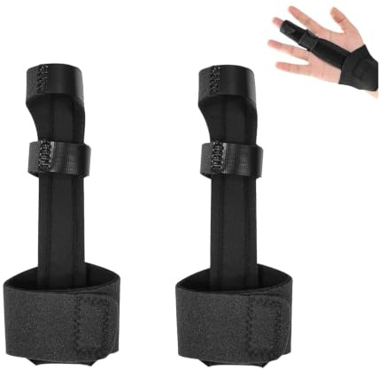 SIXHAOBU 2 st stabil fingerskena med aluminiumstöd, triggerfingerhylsa, universellt bandage för långfinger, ringfinger, pekfinger, andas för dagligt bruk och kontorsarbete