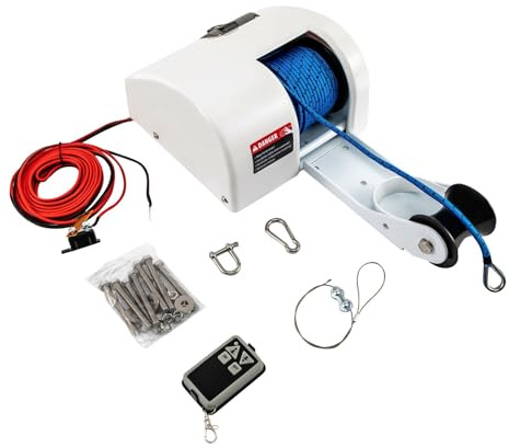 SMTYXS Guindeau Électrique Marin De 25 LB, Treuil D'ancre À Chute Libre, Télécommande sans Fil 12 V Performances Puissantes