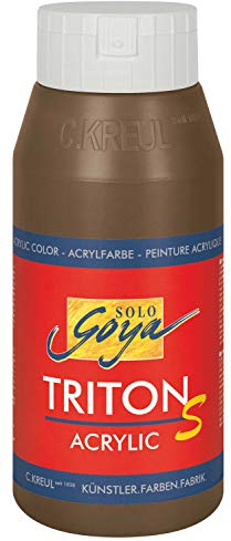 KREUL 17311 - Solo Goya Triton S Acrylfarbe havannabraun, 750 ml Flasche, schnell trocknend mit Glanzeffekt, Farbe auf Wasserbasis, in Studioqualität, vielseitig einsetzbar, gut deckend und ergiebig
