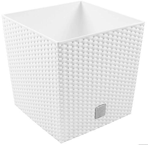 Prosperplast Maceta Rato 4 litros con cubilete para plantar en color blanco 17 x 17 x 17 cm